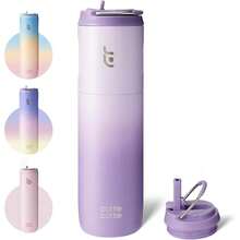 New-88  Insulated Water Bottle 24oz  Straw Lid And Handle For Sports Travel Gym Stainls Steel Water Bottl Double-Wall Vacuum Metal Le Proof - - purple ient - View 1