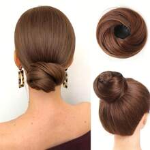 4-Inch Expandable Elegant Women's Hair Bun Maker | High-Temperature Fiber, Suitable For All Hair Types, Safe Adhesive Design, Easy Bun Styling, Fashionable Black Hair Bun Maker