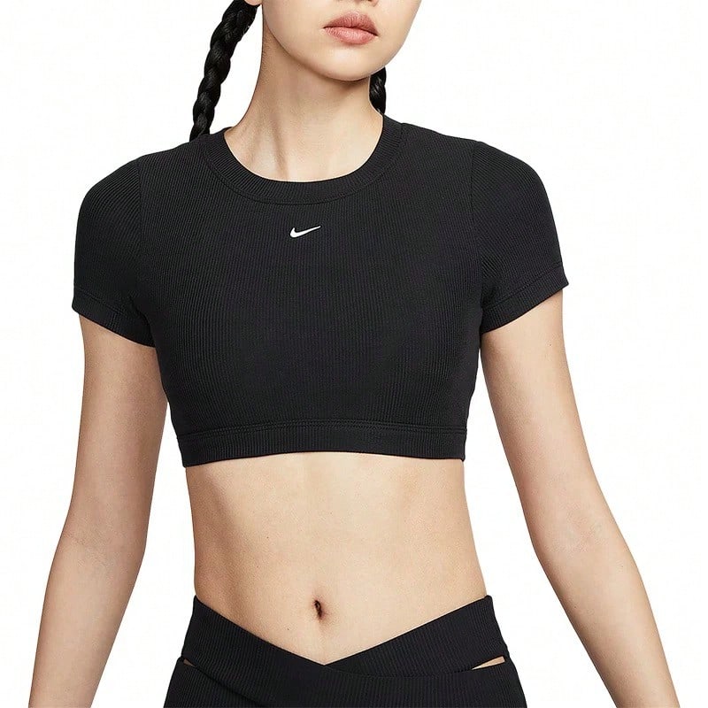 Nike Women's AS W NSW CLSC TEE BRA Sports Bra Top, Can Be Worn As Outerwear, LHF5418-011 - Black - View 1