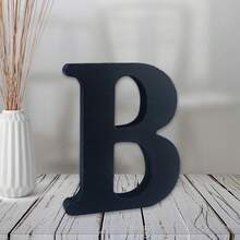 Local Delivery-- 4 Inch Black Wood Letters Unfinished Wood Letters For Halloween Decorative Standing Letters Slices Sign Board Decoration For Craft Home Party Projects (A) - B - View 1