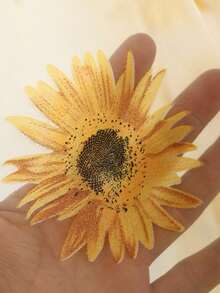 1件简约时尚经典向日葵薄纱窗帘，透气性好，适用于阳台、卧室、客厅 - 彩色 - 查看 8