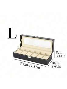 1pc Large Capacity PU Watch Box, Watch Display Case Jewelry Storage For Women Storage Organizer Travel Essentials Back To School Dormitory Storage - Black - View 12