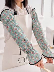 1 Pair Unisex Ditsy Floral Turnover Sleeve Cover, Fashion New Style Waterproof Oil Proof Arm Sleeve Protectors For Cooking, Housework