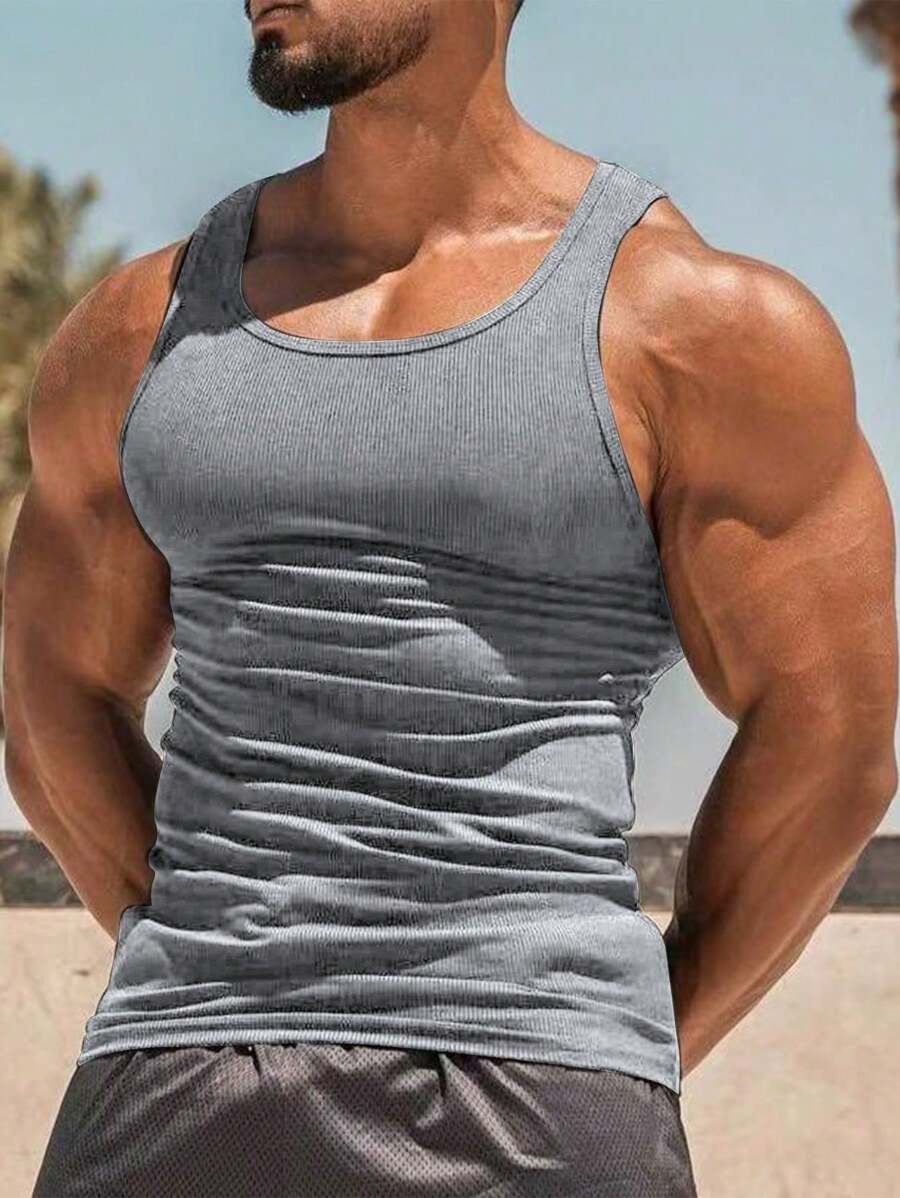 Herren ärmelloses Fitness-Workout Tank Top, Basisschicht Kurzarm T-Shirt, Kompressionsshirt