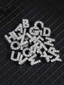 26Pcs 8Mm English Letter Rhinestone Alloy Nail Art Decorations, Diy Jewelry Accessories, Suitable For Perforated Shoes, Phone Cases, Bracelets, Phone Straps, License Plate Keychains, Jewelry Findings Nail Supplies Nails Nail Charms Nail Gems