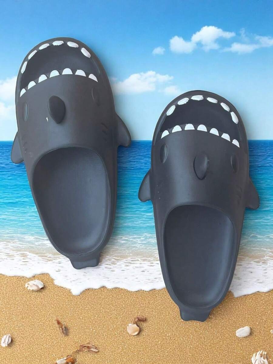 Sandalias de Tiburón Unisex comodidad Ultraligera en EVA con Suela Antideslizante,d Animal Playa EVA Animal tiburón trolero Playa todas - Negro - Ver 1