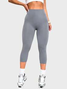 5 chiếc/gói quần bó mềm mại co giãn liền mạch cỡ lớn cho nữ, quần tập yoga co giãn màu trơn chống gập người dài 3/4, thích hợp cho tập thể dục ngoài trời và mặc hàng ngày - Nhiều màu - Xem 6