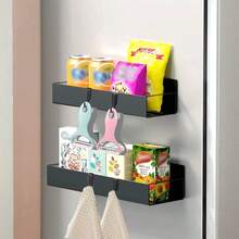 2 PACK Side Refrigerator Storage Rack Iron Magnetic Kitchen Shelf Wall Mounted Spice Rack - 2 - View 1