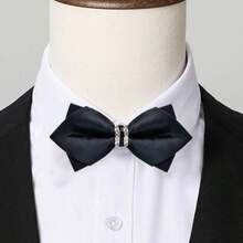 1pc Polyester Men's Bow Tie, Suitable For Wedding, Party, Business Occasions - Black - View 3