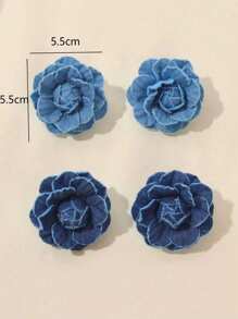 BMOR 1 par de aretes de vaquero retro con camelias y aretes de flor de denim 3D personalizados y exagerados, adecuados para el uso diario de las mujeres