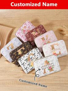 1pc Custom Signature Wallet,Personalized Signature Design Wallet,Custom Signature Wallet,Personalized Wallet With Signature,Custom Signature Wallet,Love Pattern Versatile Coin Wallet,Card Holder Multi-Card Card Organizer For Storage Credit Cards,New Year Glamour - Pink - View 2