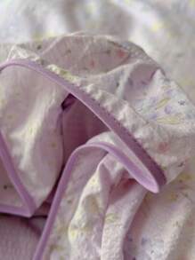 1 Set de 3 piezas Juego de ropa de cama con estampado floral morado, suave y acogedor, con volantes de gasa, adecuado para la decoración del dormitorio de la mujer, regalo del Día de San Valentín (1 funda de edredón + 2 fundas de almohada), sin relleno, el estampado de la funda de almohada se corta aleatoriamente