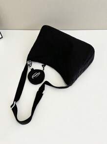 1 pieza Nuevo bolso de mano de nailon para madre e hijo, bolso de hombro y cruzado con estampado de letras fresco y sencillo, adecuado para mujeres jóvenes, estudiantes, campus, compras callejeras, con gran capacidad para teléfono, libros, laptop