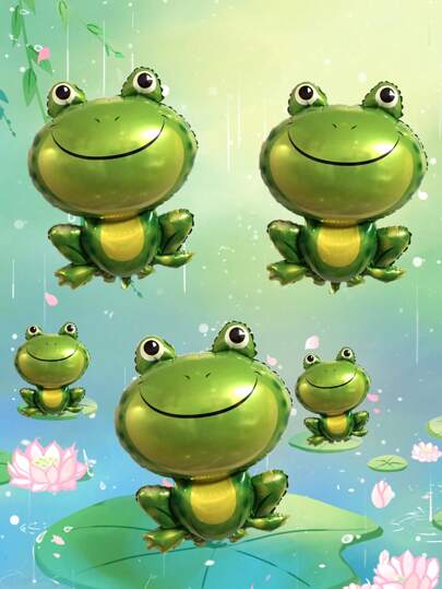 3/5 حبة بالونات ألمنيوم بشكل ضفدع كبير الحجم، ديكورات حفلة عيد ميلاد بموضوع الضفادع، بالونات لعب نفاخة