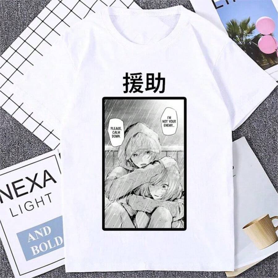 COOL SUMMER Anime T-Shirt Women Oshi No Ko Ai Fashion 2025 Summer Cartoon Short Sleeve Tee Shirt Harajuku Cute Streetwear Y2k Clothes Tops - White - View 1
