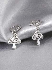 1 Pair Of Vintage Creative Mushroom Shape Pendant Design Women's Drape Style Earrings,Simple And Versatile, Suitable For Daily And Party Wear, Holiday Gifts(No Box)