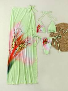 طقم بيكيني مطبوع أنيق لنساء منتجع الشاطئ، صيفي - الطباعة - مشاهدة 2