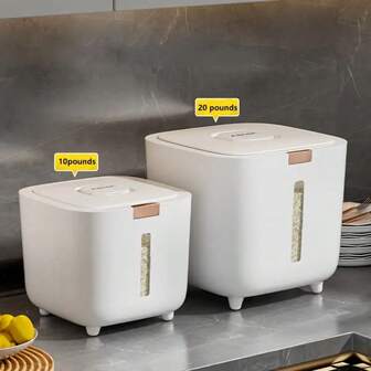 High-End Airtight Rice Dispenser - 5.0kg/10.0kg/15.0kg, Moisture-Proof Seal, Premium Kitchen Rice Container, Flour Storage Jar, Plastic Storage Canister For Rice And Grains, Rice Storage Box, No Electricity Required