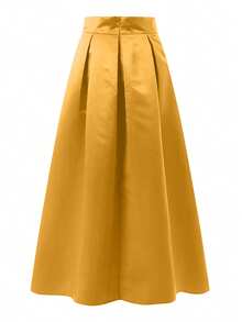 ZANZEA Elegant Women Sumemer High Waist Zipper Pleated A-Line Skirts Wedding Party Prom Long Skirt - Màu vàng - Xem 4