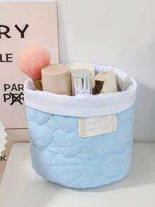 1 coș de depozitare cu model drăguț de inimă albastră, coș de depozitare pentru diverse obiecte de birou, coș de depozitare pentru ruj machiaj pensule îngrijirea pielii, ornamente de birou, cutie de depozitare pentru cosmetice, coș de picnic portabil, depozitare pentru baie, depozitare pentru îngrijirea pielii, potrivit pentru casă, călătorii, festivaluri și școală.