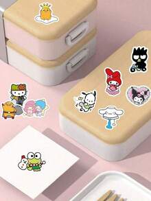 120 件 Sanrio 官方*贴纸可爱图像高品质防水 Hello Kitty My Melody Kuromi Cinnamoroll Pochacco 和其他角色系列 PVC 贴纸办公室标记标签行李电脑手机马克杯桌面 DIY 自粘贴纸生日圣诞节礼物送给家人的最佳礼物