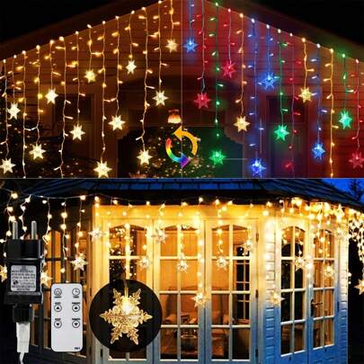 Luci a LED a forma di fiocco di neve colorate, luci natalizie a forma di onda, 9 m, 360 LED, IP44 impermeabile, lunga stringa di luci a LED a forma di