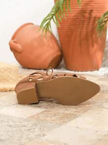 Fashionable Pointed Toe Roman Lace-Up Chunky Heel Short Boots