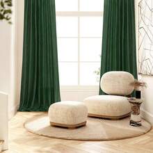 New  Linen Curtains 96 Inch Length For Living Room 2 Panels, Hunter Green Back Tab Pocket Light Filtering Semi Sheer Soft Linen Emerald Dark Green Christmas Drap Farmhouse Boho Curtain For Bedroom - 獵人綠 52 寬 x 96 長(2 包) - 查看 2
