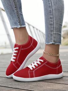 Spring/Summer New Simple Comfortable Wide-Toe Casual Sports Shoes, Unisex Low-Top Solid Color Breathable Flat Sneakers For Daily Casual Wear