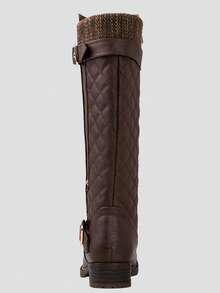 GLOBALWIN Women's Quilted Knee High Boots For Women Low Heel Comfortable Fashion Riding Boots Fall Boots Holiday Season Winter Boots - màu nâu - Xem 5