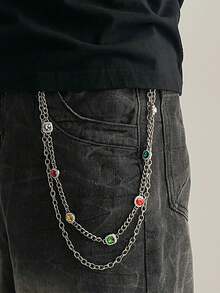 1pc Men's Cross Pendant Multilayer Tassel Metal Fashion Accessory, Hip-Hop Punk Style Belt Chain, Retro Waist Decor, Jewelry Accessory For Daily, Party, Holiday Gift - Silver - View 5