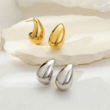 2 件 925 纯银泪珠形耳环，简约设计，适合女性日常佩戴 - 淚珠耳釘 - 查看 10