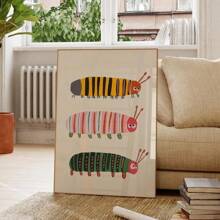 1 Stück/Set Insekten Wandkunst, Raupenposter-Drucke, moderne minimalistische bunte Insekten-Cartoon-Wandkunst für Schlafzimmerdekoration, ohne Rahmen