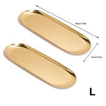 LEAPAIR 1/2/3 peças Bandeja Decorativa Oval de Aço Inoxidável Dourada/Prateada/Preta P/M/G, Bandeja para Joias, Bandeja para Toalha/Penteadeira, Prato, Bandeja para Chá/Frutas, Organizador de Cosméticos e Joias, Estilo Nórdico