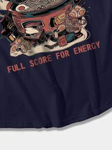 Camiseta de tirantes de corte holgado para hombre con estampado, para primavera/verano, con diseño creativo de patrón de ramen, de tela transpirable y cómoda para uso casual diario