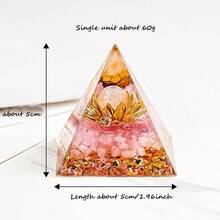 1pc Natural Crystal Rose Quartz Chip Sphere Ball Golden Lotus Resin Orgone Pyramid - Pink - View 2