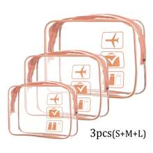 1/3 piezas Bolsa de tocador portátil transparente rosa, kit de viaje, bolsa de cosméticos impermeable para avión, bolsa de viaje para hombres y mujeres, vacaciones, negocios, playa de verano, artículos esenciales de viaje, vacaciones, regreso a la escuela, bolsa para la escuela, bolsa de viaje para mujeres, bolsa de maquillaje para viaje