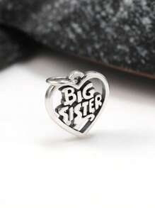 1pc Simple And Unique 925 Sterling Silver "Big Sister" Heart Charm DIY Pendant Delicate Jewelry Gift For Women Or Men