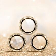 (Gold Diamond Pattern) Suitable For Compatible With IPhone 11/11pro/12 Mini /13 / 14 Plus/15 / 16 Pro Max/16e/17/17pro/17 Pro Max/17Air, Luxury Gold Flash Sticker, Scratch Resistant, High-End Lens Film