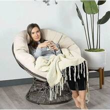 Round Cushions, Round Tufted Chair Cushions, Thick Solid Color Comfortable Floor Cushions, Garden Cushions, Rattan Chair Cushions, Hanging Chair Cushions, - 杏色 - 查看 2