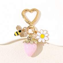 Colgante con forma de corazón multicapa con abeja, girasol y fresa, color dopamina, accesorio de joyería versátil para bolsos, tazas, teléfonos, llaves, con atractivo de regalo caprichoso para amigos, compañeros de clase, maestros, ancianos; estilo lindo, adorable y moderno para el guardarropa de primavera, regalos del Día de San Valentín, momentos del Día de la Madre, uso diario, decoración linda, pieza de declaración encantadora, paleta de colores llamativa, aspecto premium, detalles brillantes, idea de regalo pensativa para cualquiera que ame los encantos delicados y juguetones - Multicolor - Ver 13