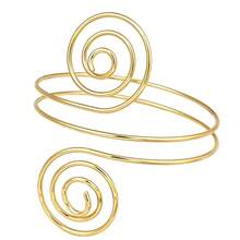 6件铁合金金臂环套装金属简约风格开口手镯适合女士夏季海滩度假、休闲约会佩戴