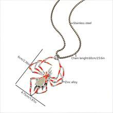 新款 [3D 立体夜光昆虫蜘蛛吊坠] 男女通用赛博朋克项链 - 不锈钢链 - 时尚配饰 - 独特多色夜光效果 - 经典珠宝节万圣节派对服装配饰装扮礼物 - 蜘蛛 - 查看 6