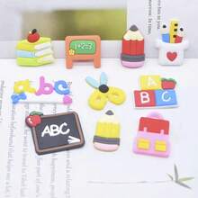 10pcs Cute Cartoon School Supplies Resin Pendant Set, Suitable For DIY Handicrafts, Scrapbook Decorative Arts And Handicraft Supplies - Multicolor - View 12