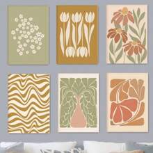 1pc Abstract Botanical Earth Tone Printable Wall Gallery, Boho Living Room Wall Decor, Cosy Eclectic Apartment Wall Art Poster Unframed-Style