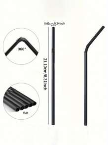 100pcs Reusable PP Drink Straws - Durable Bendable Food-Black Straws For Smoothies, Boba, Bubble Tea & Tropical Drinks - Alternative To Disposable Plastic Straws, Perfect For Home, Parties, Restaurants, Smoothie Straws, Party Drink Accessories