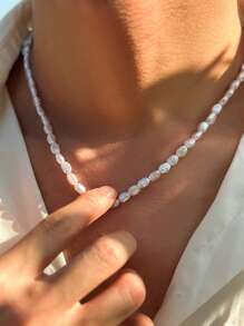 1 Piece Of Baroque Style Special-Shaped Pearl Necklace, Elegant And Light Luxury Chain, Suitable For Daily And Party Wear, A Good Choice For Girlfriend Gifts