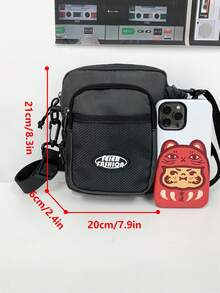 1 件男士单肩包单肩包肩带可调节拉链便携黑色纯色涤纶简约休闲时尚旅行上班出差商务学校学生男士单肩包