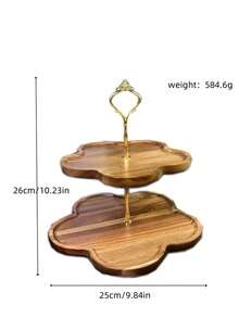 跨境2/3层花形零食甜品展示架，简约极简设计，2层放水果，3层放面包、糖果、寿司，木质盘子