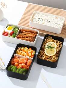 1 pieza Caja de almuerzo de madera para exteriores, caja de almuerzo para microondas, caja de almuerzo a prueba de fugas portátil, caja de almuerzo con cubiertos, caja de almuerzo para estudiantes japoneses, utilizada para la escuela, la pesca, el camping, Eid Al Fitr, Mubarak, útiles escolares